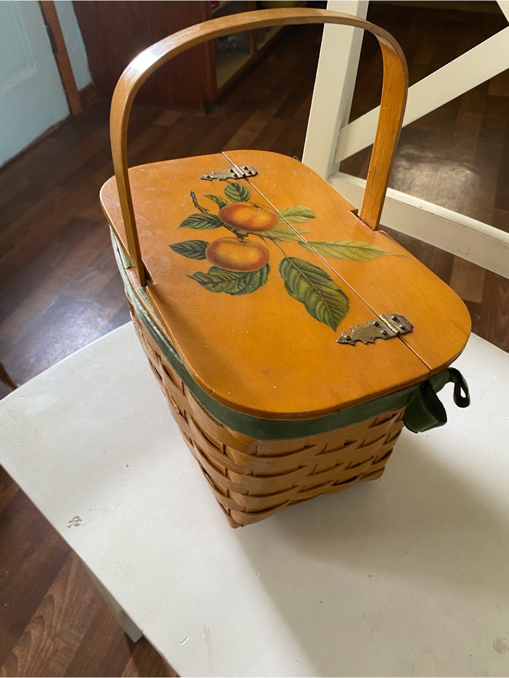 Hand-Painted Vintage Basket with Handle. 1971